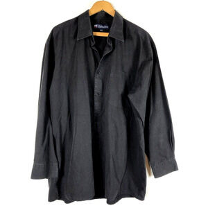 Fortino Landi 17 17.5 Button Down Shirt Black Long Sleeve Mens Cotton Blend